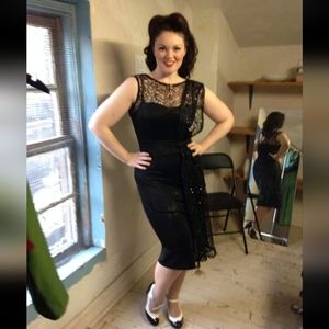 Vintage inspired Black Widow -Tempest Storm by Tatyana pencil dress